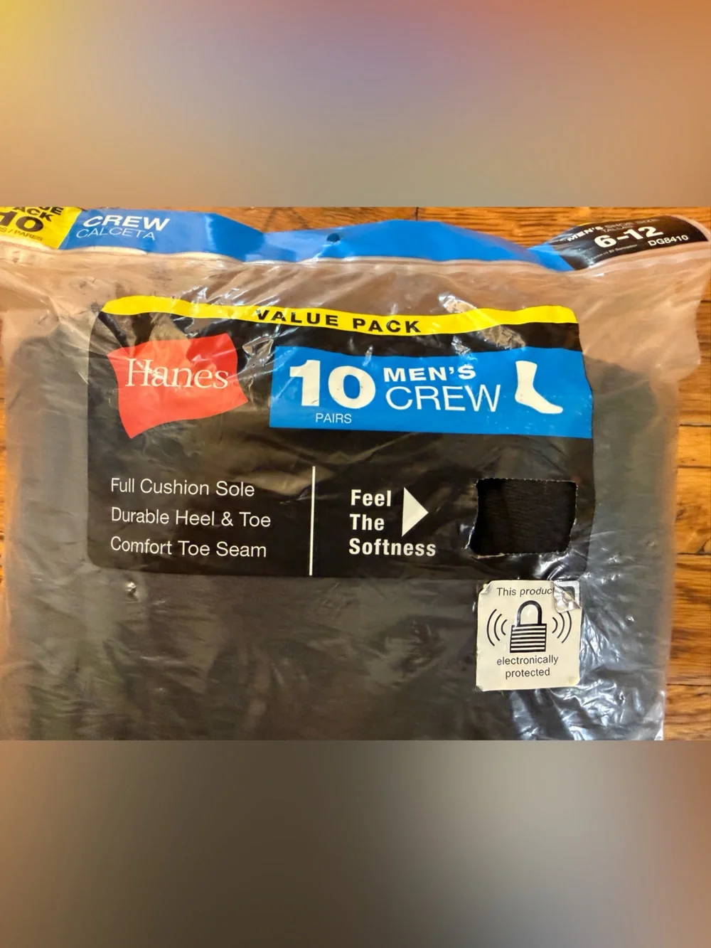 Hanes Black Cushion Comfort Crew Socks 10 Pair Pack Shoe Size 6-12 Sealed NWT